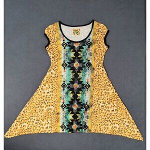 Double D Ranch A-line Dress (S) Small Western Aztec Loose Embroidered Leopard